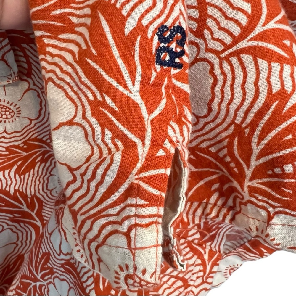 Reyn Spooner Hawaiian Shirt Mens Linen blend Orange Floral Button Down XXL - Picture 4 of 9